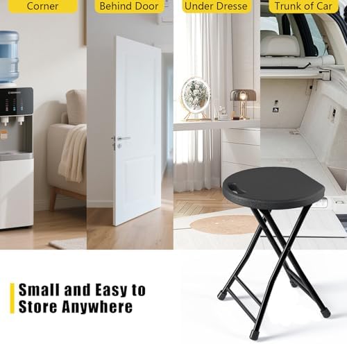 4 Pack Folding Stools with Foldable Table 6ft, Heavy Duty Dining Table and Ch...