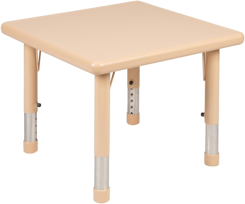Flash Furniture Wren 24" Square Natural Plastic Height Adjustable Activi...