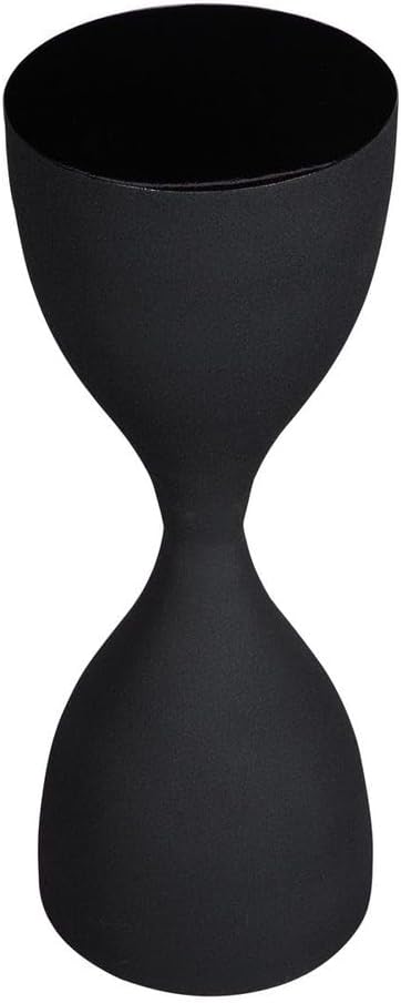 Hourglass Accent Table, Sandpaper Black Iron Base with High Gloss Black Top E...