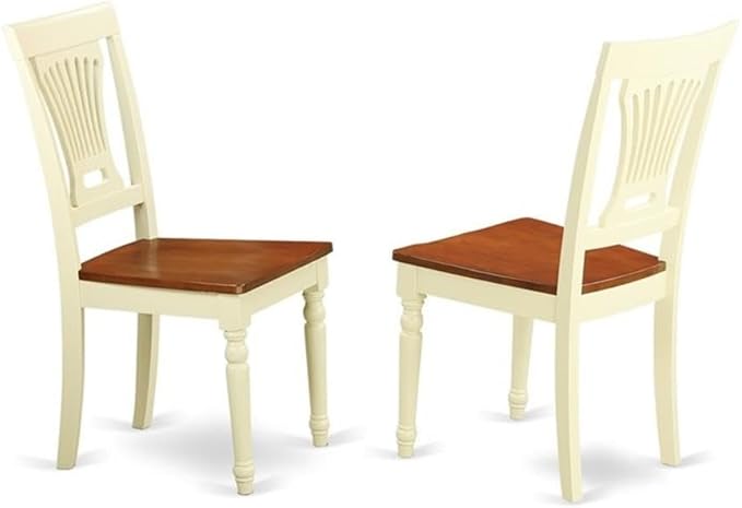 East West Furniture PLAI9-WHI-W 9 Piece Dining Table Set Includes an Oval Dinner Table with Butterfly Leaf and 8 Dining Room Chairs, 42x78 Inch, Buttermilk & Cherry