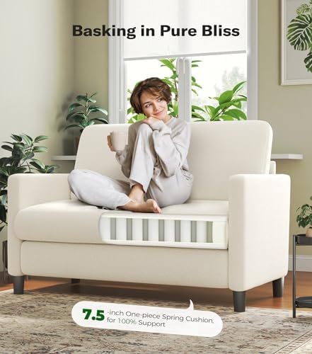 Welzona Loveseat, 51" Small Couch, Teddy Love Seat, Small Loveseat Sofa ...