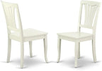 East West Furniture DMAV3-LWH-W 3 Piece Dining Room Table Set Contains a Round Dining Table with Dropleaf and 2 Wood Seat Chairs, 42x42 Inch, Linen White