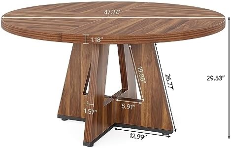 Tribesigns 47 inch Round Dining Table Wood Kitchen Table for Dining Room, 47&...