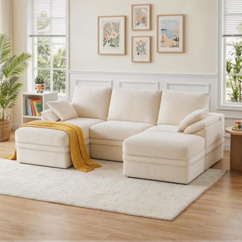 107" Modular Sectional Sofa Couch with Storage,U-Shape 3 Seat Comfy Mode...