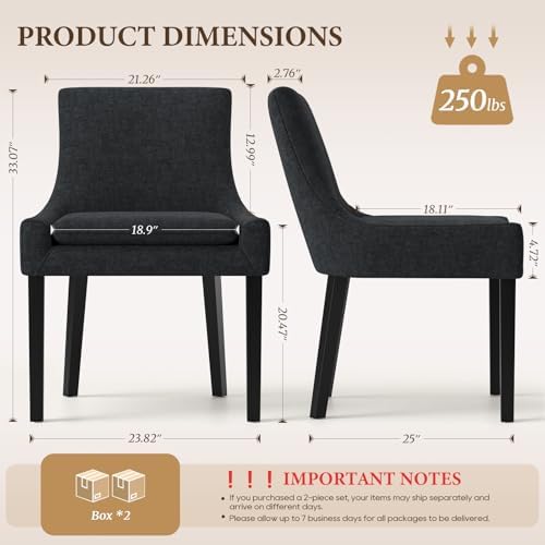 MALOL Upholstered Dining Chairs Set of 4, Mid-Back Kitchen Room Chair with Wo...