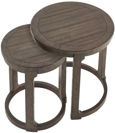 2pcs Vintage Wooden Nesting Side Table, Open Frame Round End Table | Space-Sa...