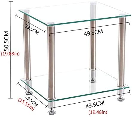 Telephone Table, Sofa Side Table,Square Tempered Glass Small Coffee Table,Tel...