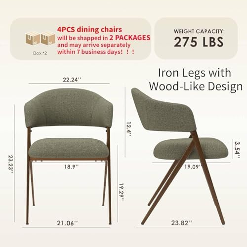 COLAMY Dining Chairs Set of 4, Mid Century Modern Dining Room Kitchen Dinner ...