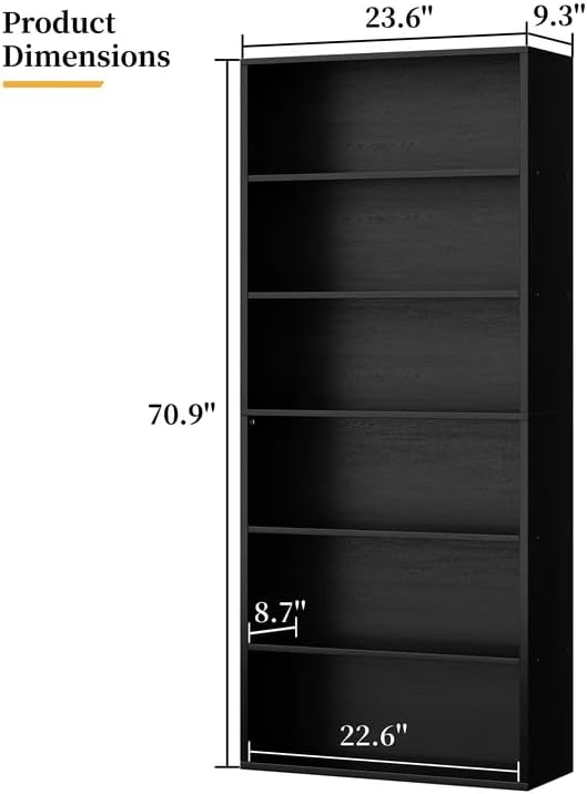 Shintenchi Bookshelf,6-Tier Open Bookcase and Bookshelves,6 Shelf Display Sto...