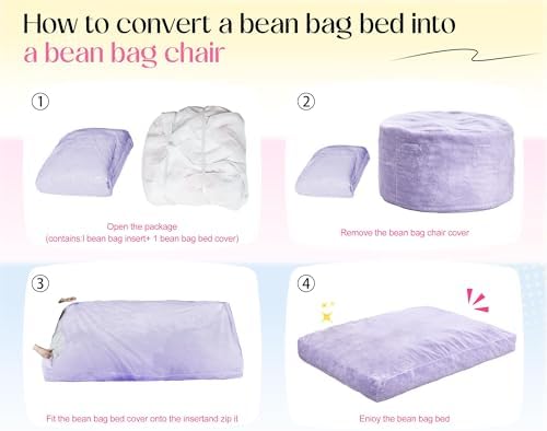 Hobestluk Bean Bag Chair Convertible 3 in 1 Beanbag Washable Giant Adult | La...