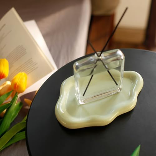 Jewelry Dish Trinket Tray for Women, Ring Dish Holder, Unique Cloud Shape Ceramic Plate Cute Things Vanity Aesthetic Room Decor Mother's Day Birthday (Mint Green)