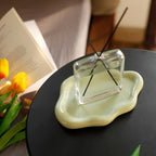 Jewelry Dish Trinket Tray for Women, Ring Dish Holder, Unique Cloud Shape Ceramic Plate Cute Things Vanity Aesthetic Room Decor Mother's Day Birthday (Mint Green)