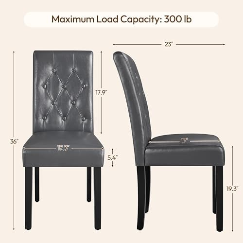 Yaheetech Dining Chairs Set of 6 Button Tufted Kitchen Chairs Gray