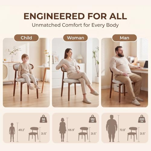 Wooden Dining Chairs set of 2, Farmhouse Dinner Chairs with Curved Back