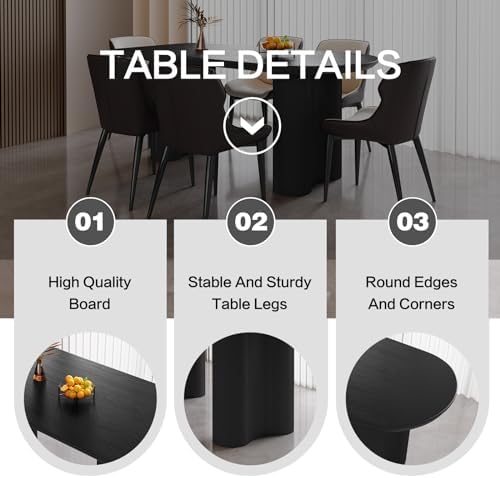 63" Modern Dining Table Set for 4, Black 5 Piece Dining Set