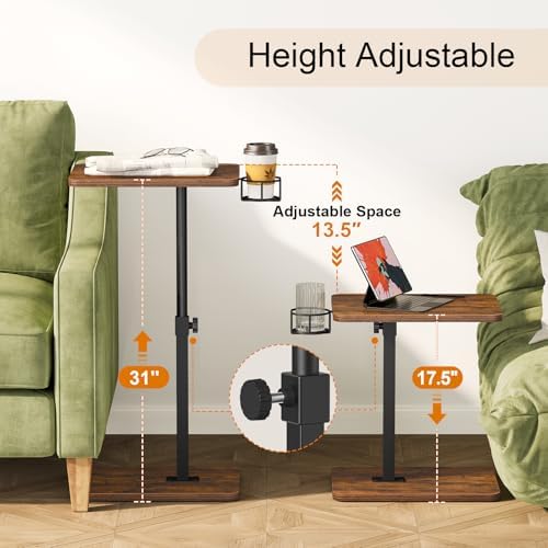 Giikin TV Tray Table, 360° Swivel Height Adjustable TV Trays for Eating on Co...