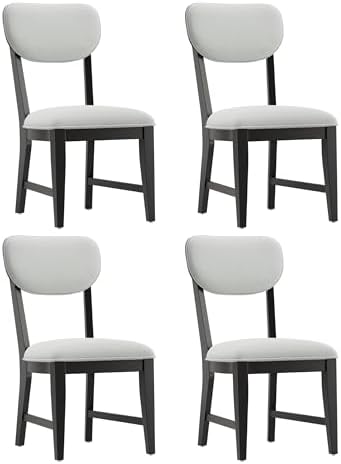 COLAMY Solid Wood Dining Chairs Set of 4, Mid Century Modern Upholstered Kitc...
