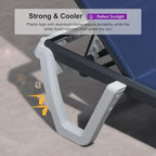 PURPLE LEAF Pool Lounge Chairs Set of 2 Chaise Lounge w/Wheel, Navy Blue | 5 Angles Perfect Comfort, Side Table Holds Drinks & Snacks, Flexible Sets Fit Any Layout, Silent Wheels for Easy Moving