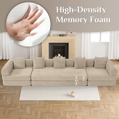 DAMAIFROM Convertible Sleeper Sofa Bed Floor Couch, Light Brown | 158" C...