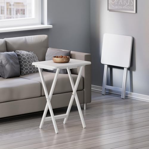 Winsome Alex Set of 2 Foldable Snack Tables, White | Easy to Store Small Port...