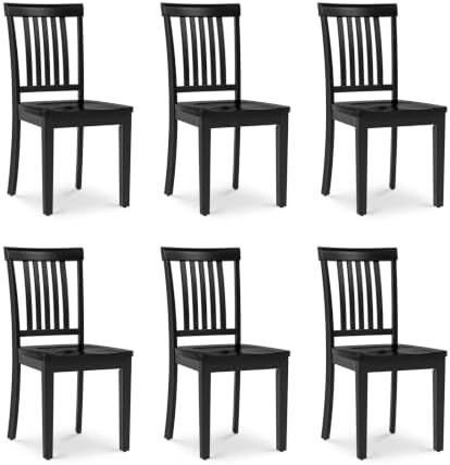 COLAMY Wooden Dining Room Chairs Set of 6, Spindle High Back Windsor Kitchen ...