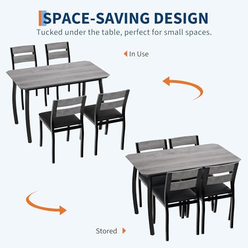 IDEALHOUSE Dining Table Set for 4 Modern Kitchen Table and Chairs Set with Ch...