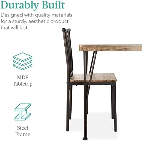 Best Choice Products 5-Piece Metal and Wood Indoor Modern Rectangular Dining ...