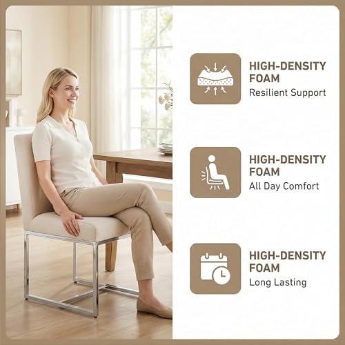 HNY Modern Dining Chairs Set of 6, Upholstered Linen Dining Room Chairs with ...