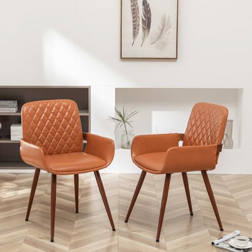 LUNLING Mid Century Modern Dining Room Chairs Set of 2 Accent Faux Leather Ki...