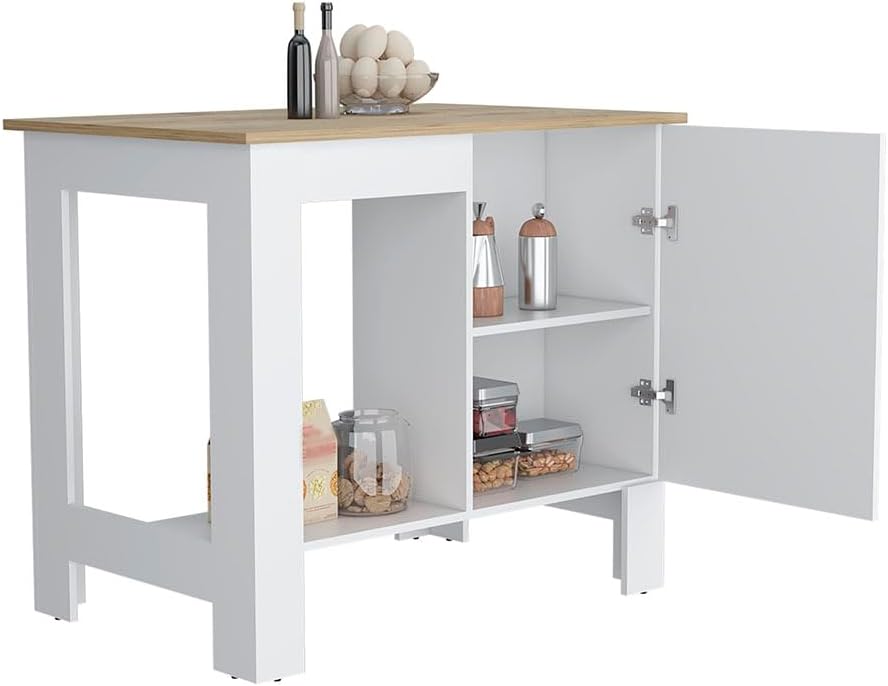 Kitchen Island Shoproni One Drawer White Finish with Multicolor | White kitch...