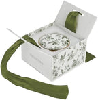 Sweet Water Decor Green Delft Round Trinket Box, Jewelry Storage for Bathroom Counter or Nightstand, Ring Holder for Bridal Shower, Wedding, or Home, Elegant Jewelry Holder & Organizer for Women