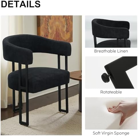 Dining Chairs Set of 2, Boucle Upholstered Kitchen Chairs with Metal Leg