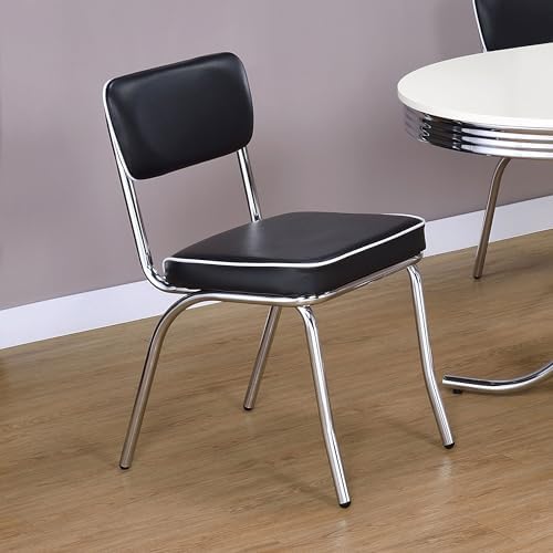 Coaster Home Furnishings Retro Set of 2 Open Back Dining Side Chairs Faux Lea...
