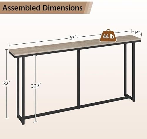 Yaheetech 63" Narrow Console Table Behind Couch & Entryway, Gray | S...
