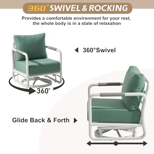 5 Piece Patio Outdoor Aluminum Swivel Rocking Chair with 6.7" Thickened ...