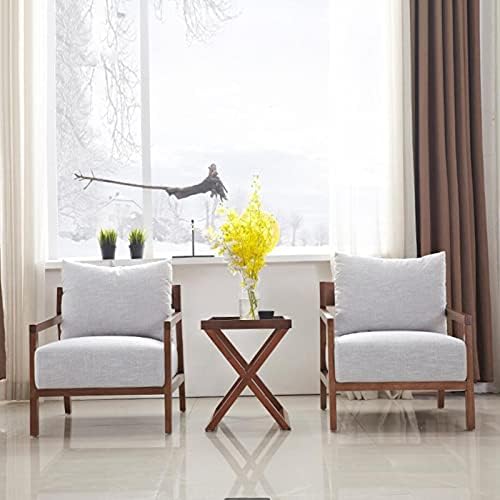 Telephone Table, Walnut Grain,Solid Wood Storage Tray X-Shaped Side Table,Tel...