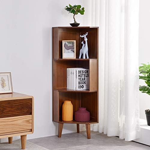 3-Shelf Industrial Corner Bookcase - A-Shaped Display Tall Bookshelf Multifun...