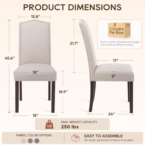 Upholstered Dining Chair Modern Parsons Stylish Kitchen Diner Set of 6