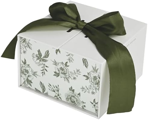 Sweet Water Decor Green Delft Round Trinket Box, Jewelry Storage for Bathroom Counter or Nightstand, Ring Holder for Bridal Shower, Wedding, or Home, Elegant Jewelry Holder & Organizer for Women