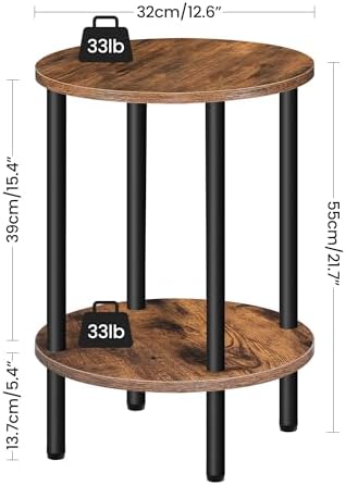 CHOEZON Round Side Table and Farmhouse End Table with Charging Station Bundle...