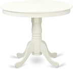 East West Furniture ANLG5-LWH-W 5 Piece Dining Table Set for 4 Includes a Round Kitchen Table with Pedestal and 4 Kitchen Dining Chairs, 36x36 Inch, Linen White