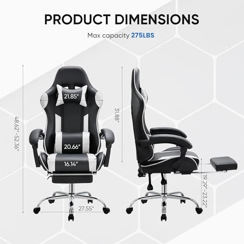 NEWBULIG Computer Gaming Desk Chair - High Back Ergonomic Lumbar Support with...