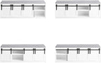 Haotian Industrial Style Shoe Storage Bench, Entryway Hallway Shoe Cabinet, Sliding Barn Doors, Drawer & Padded Seat Cushion, Rustic Window Bench for Mudroom (White) FSR198-W