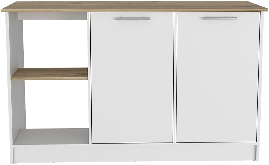Kitchen Island with Four Open Shelves and Two Cabinets | Multicolor design wi...