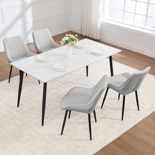 Dining Chair Set of 4, Modern Dining Chairs with Thick Cushions, Faux Leather...