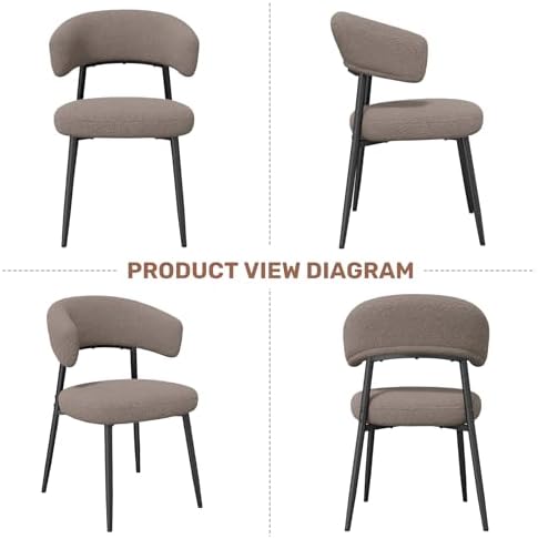 Dining Chairs Set of 6, Mid Century Modern Kitchen Chairs, Boucle Upholstered...