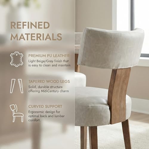 HNY Mid Century Modern Dining Chairs Set of 4, Farmhouse PU Leather Upholster...