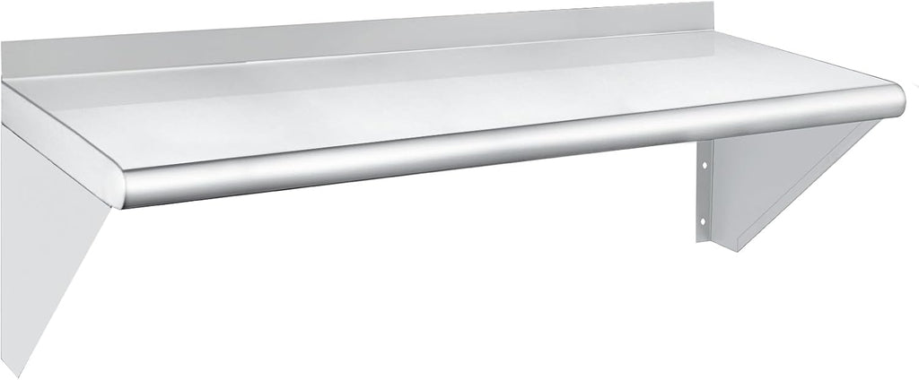 HARDURA Stainless Steel Shelf 12" x 36", 230lb Commercial Shelves Wall Mount Metal Shelving with Backsplash and Brackets for Kitchen, Restaurant, Laundry Room and Home