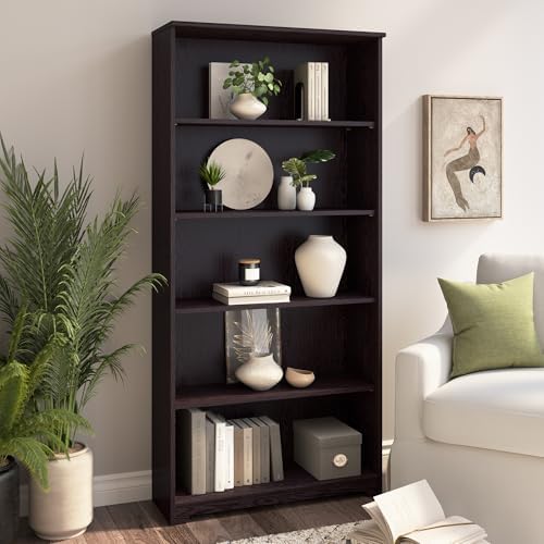 Bush Home Tall 5 Shelf Bookcase, Large Open Bookshelf, Sturdy Display Cabinet...