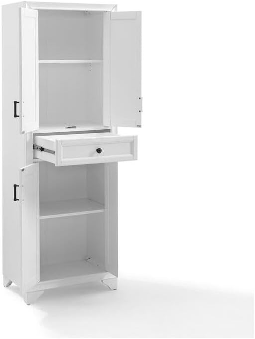 HomeStock White Kitchen Pantry Cabinet - Adjustable Shelves - 67.75" Hei...